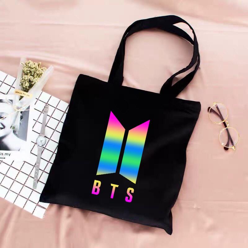 Túi tote vải bố đeo vai canvas in 7 màu BTS