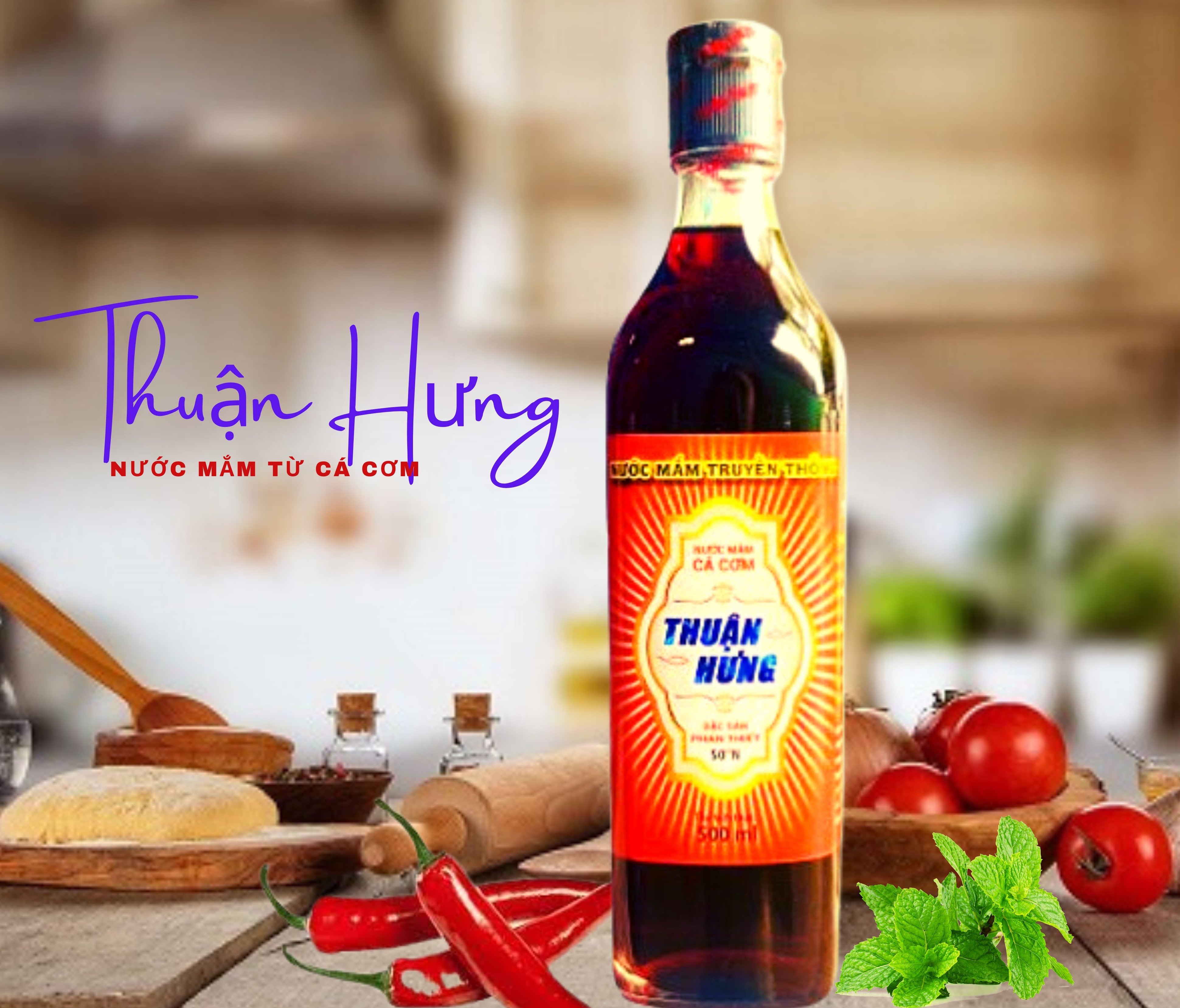 NƯỚC MẮM PHAN THIẾT CHAI THỦY TINH - THUẬN HƯNG 50 ĐỘ ĐẠM/1 THÙNG 12 CHAI 500ML
