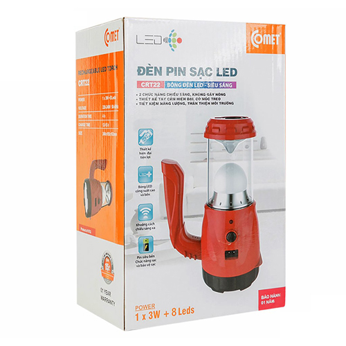 Đèn Pin Sạc Có Tay Cầm Comet CRT22 - Hàng Chính Hãng