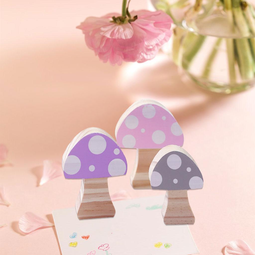 Mushroom Building Blocks Ornaments Toy Room Decor Wooden for Photo Props Pink