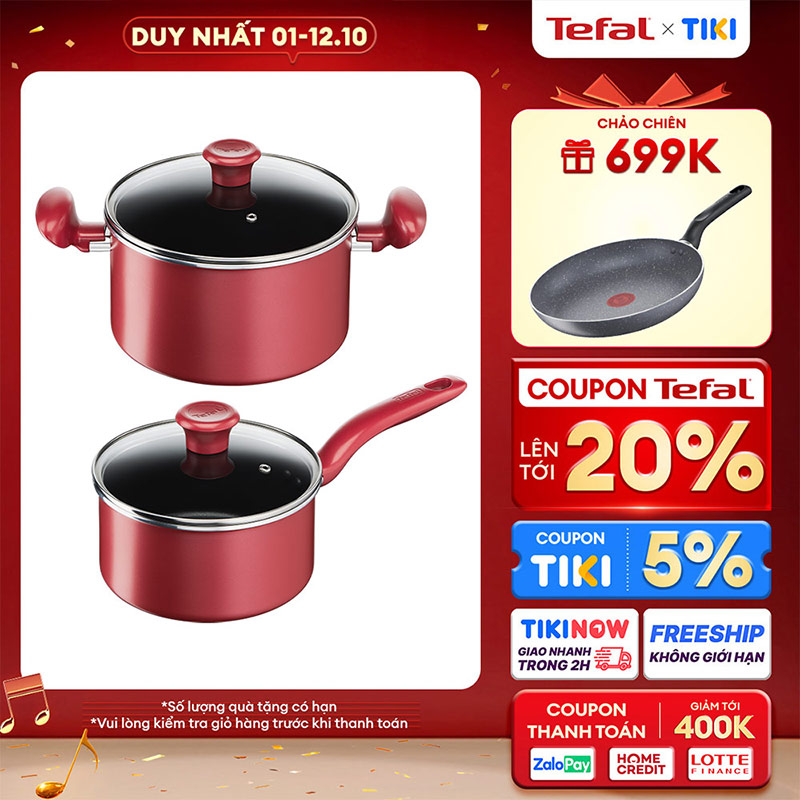 Bộ 2 nồi chống dính đáy từ Tefal So Chef dùng cho mọi loại bếp - Hàng chính hãng
