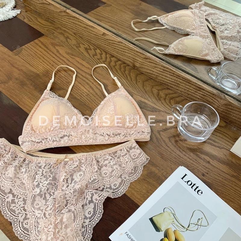  Lace Set | Bộ ren chun viền không gọng, quần nửa (tặng kèm mút)