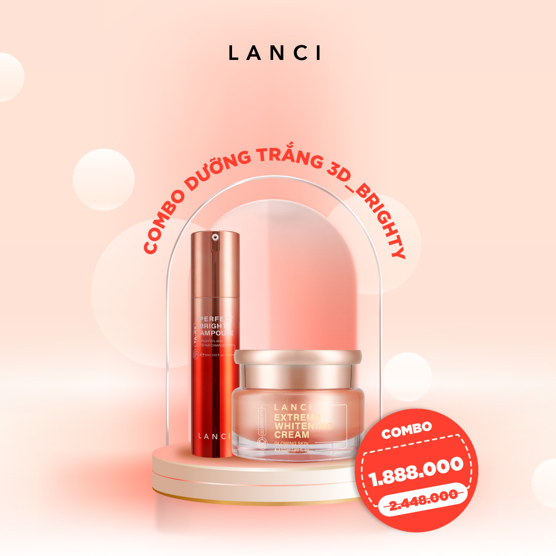 Combo Dưỡng Trắng 3D-BRIGHTY LANCI 50ml