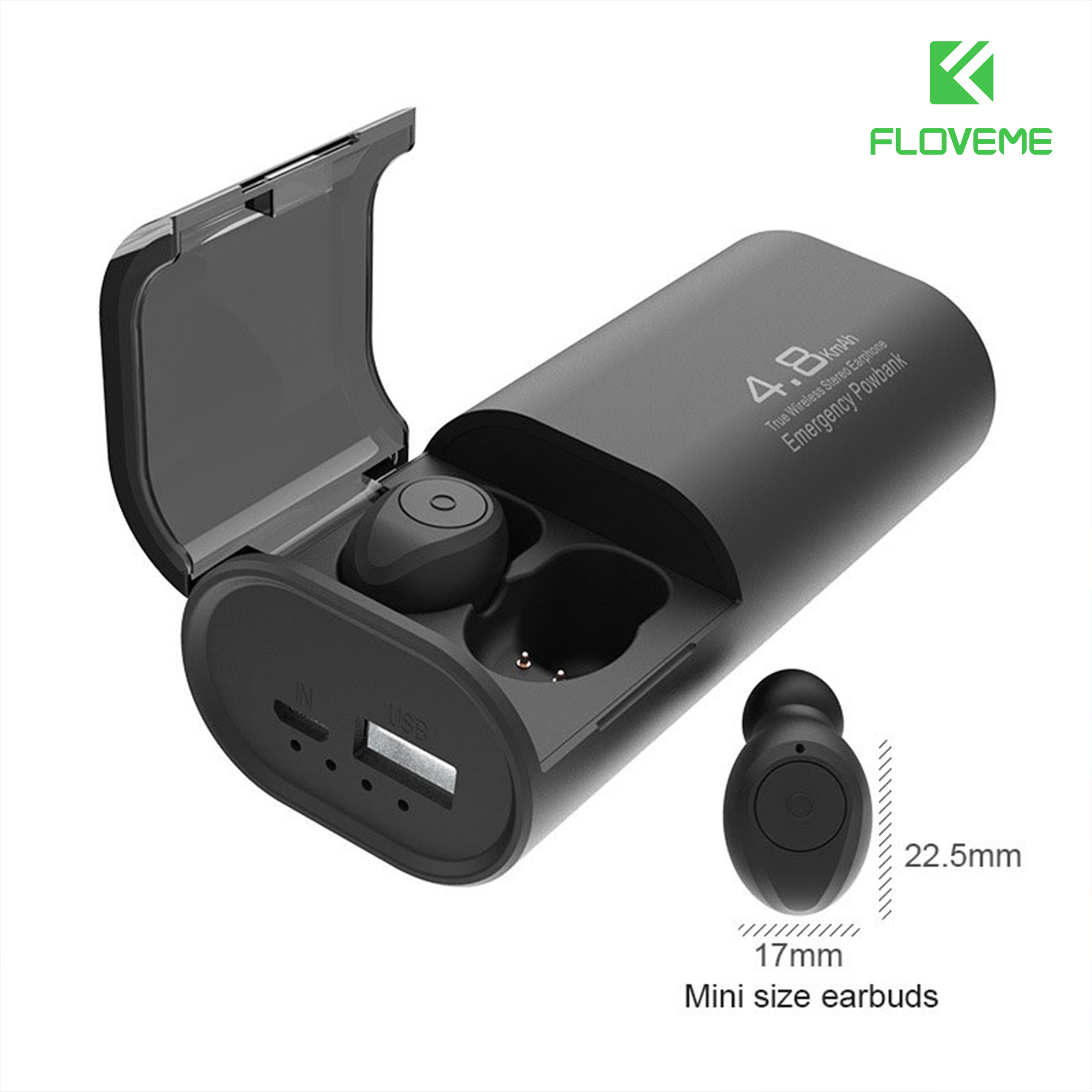 Tai nghe bluetooth FLOVEME S11 – Âm thanh HIFI chất lượng sống động – Kiêm sạc dự phòng với pin khủng 4800mAh sử dụng liên tục tới 7h - Kiểu dáng sang trọng - Hàng Chính Hãng