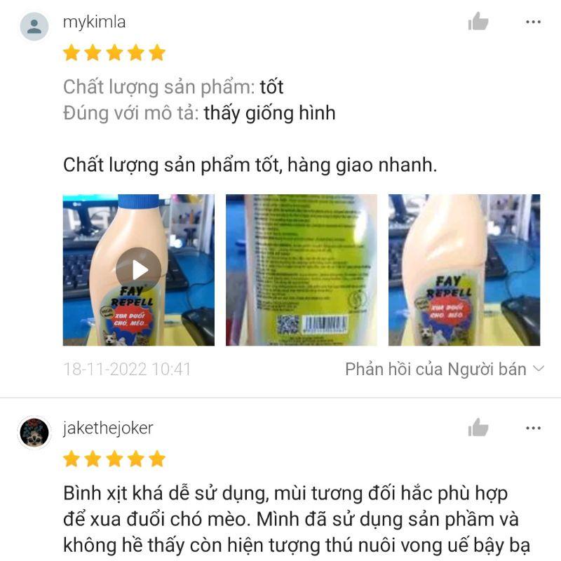 Thuốc xịt xua đuổi Chó Mèo, chống phóng uế cắn phá bừa bãi Fay Repell chai 200ml