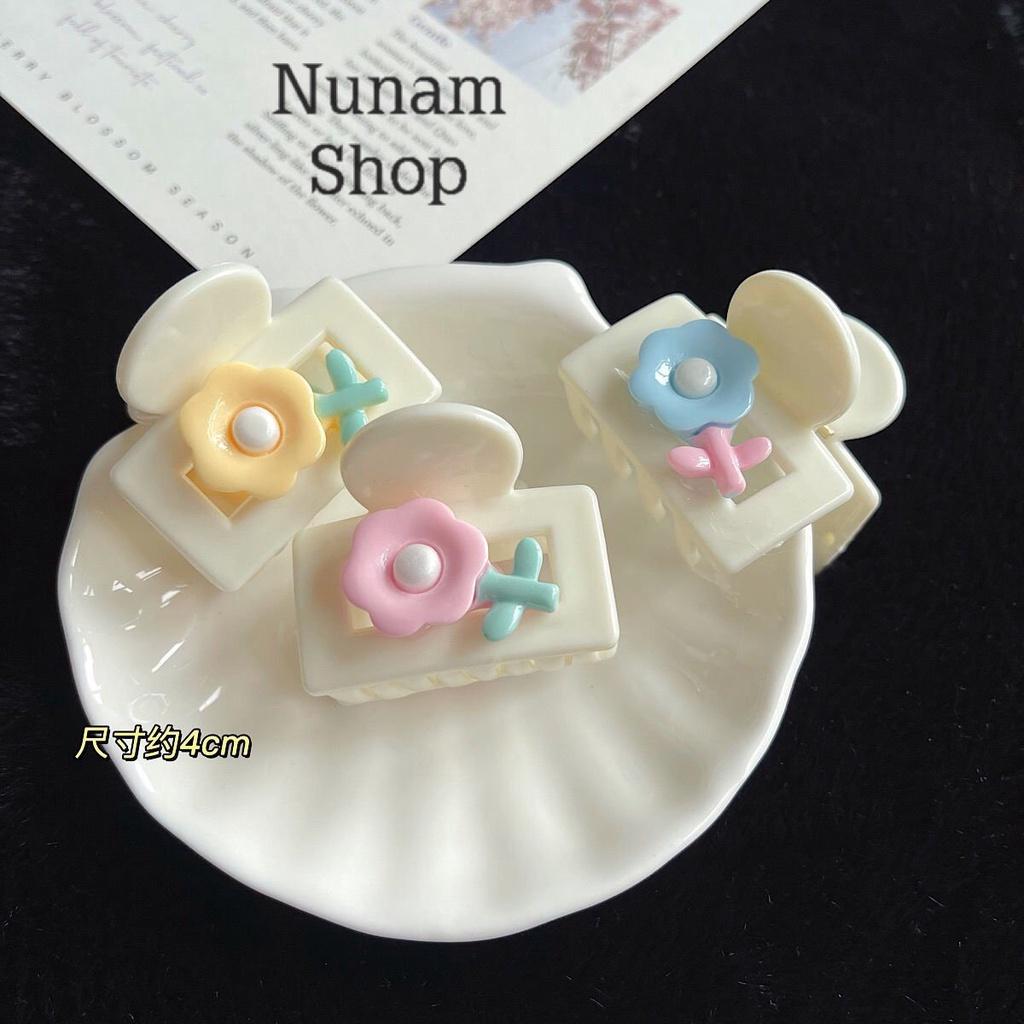 Kẹp tóc càng cua nhỏ bông hoa màu kẹo ngọt ngào cho mẹ và bé, kẹp tóc hàn quốc Nunam shop