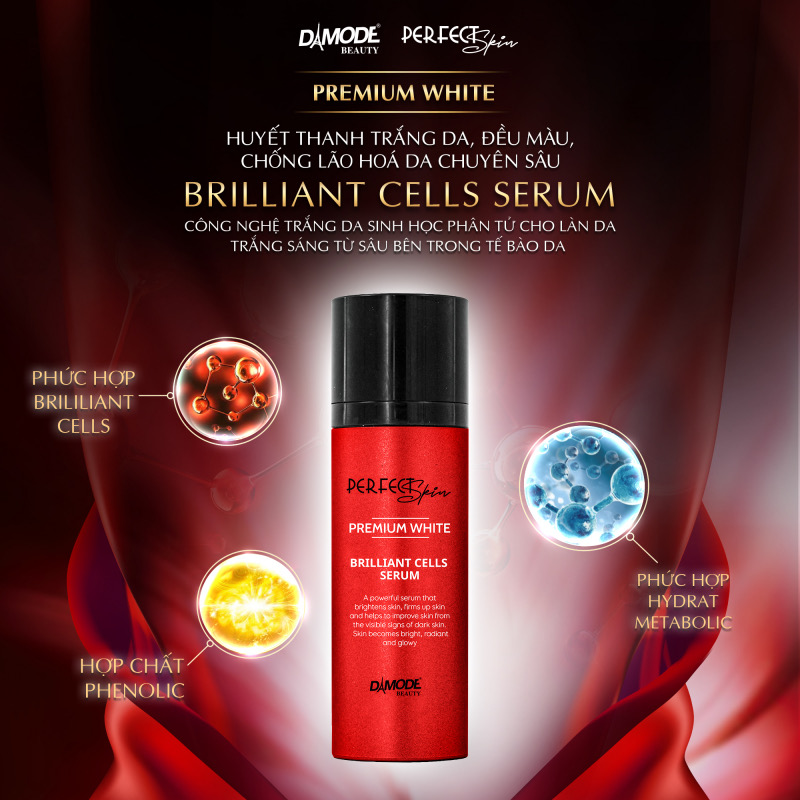 Huyết thanh trắng da ngăn lão hóa da BRILLIANT CELL SERUM DAMODE chai 30ml