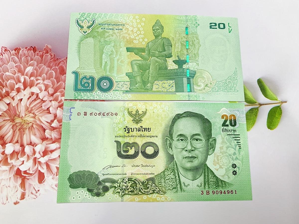 Tờ tiền 20 Baht Thái Lan vua cha -  tặng túi nilon bảo quản tiền