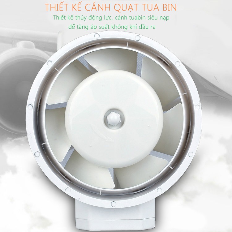Quạt Thông Gió Hút Mùi Đường Ống Tròn Vỏ Nhựa PP Áp Lực Xiên Động Lực Mạnh Lõi Dây Đồng Nguyên Chất Hút Mùi Thông Gió Nhà Bếp Nhà Vệ Sinh - Hàng Nhập Khẩu