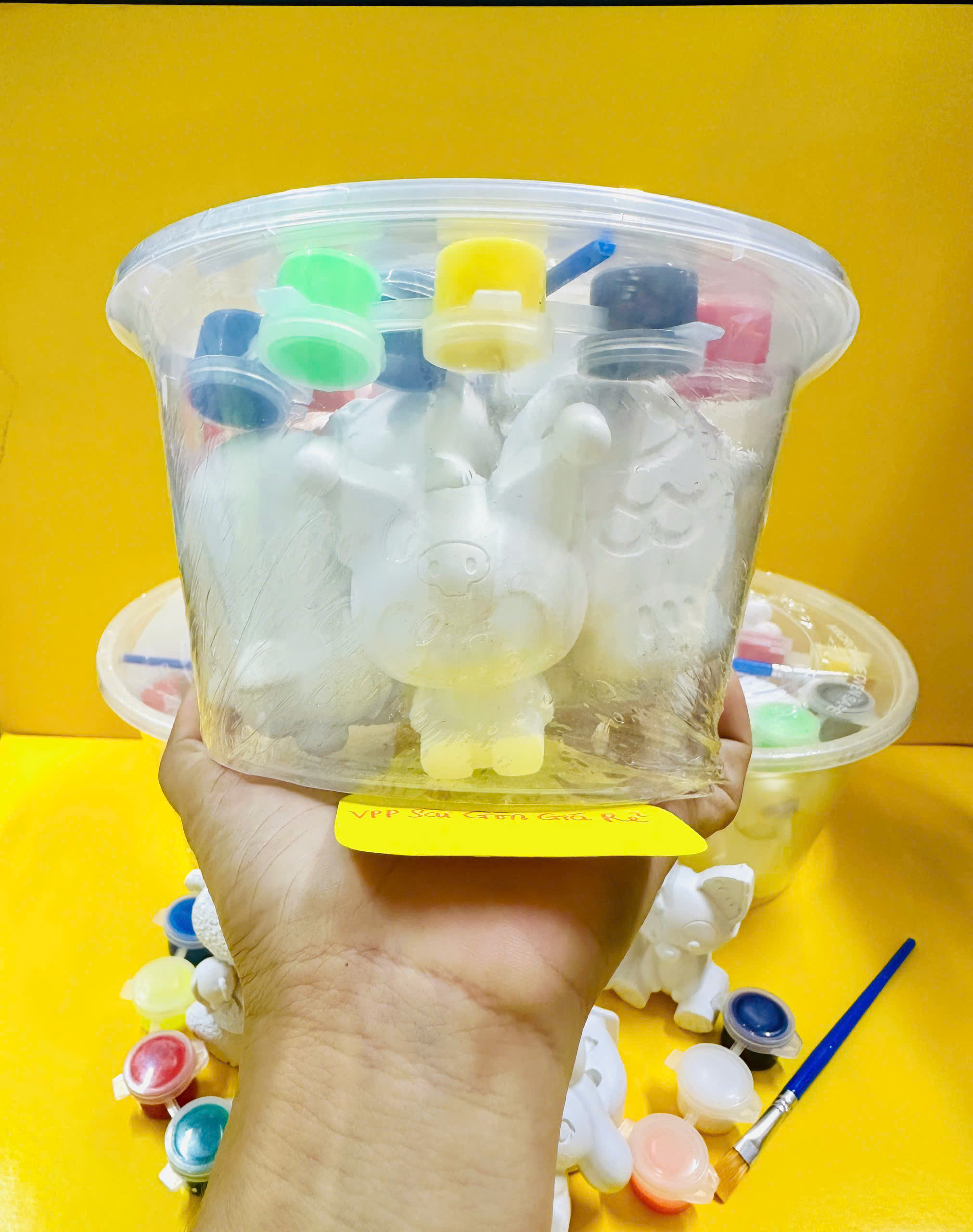 Sét Tô Tượng Thạch Cao Hộp 10 Con Nhiều Hình Dễ Thương Cho Bé Đã Bao Gồm Cọ Và Màu Nước, An Toàn Khi Sử Dụng