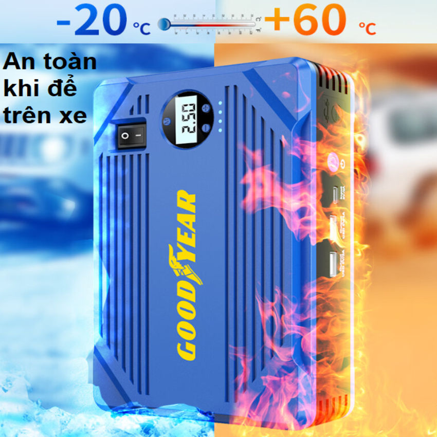 Bộ kích n.ổ, kiêm bơm lốp và sạc dự phòng dung lượng 10.400mAh dùng cho ô tô. Thương hiệu Mỹ cao cấp Goodyear GY-5282 - HÀNG CHÍNH HÃNG