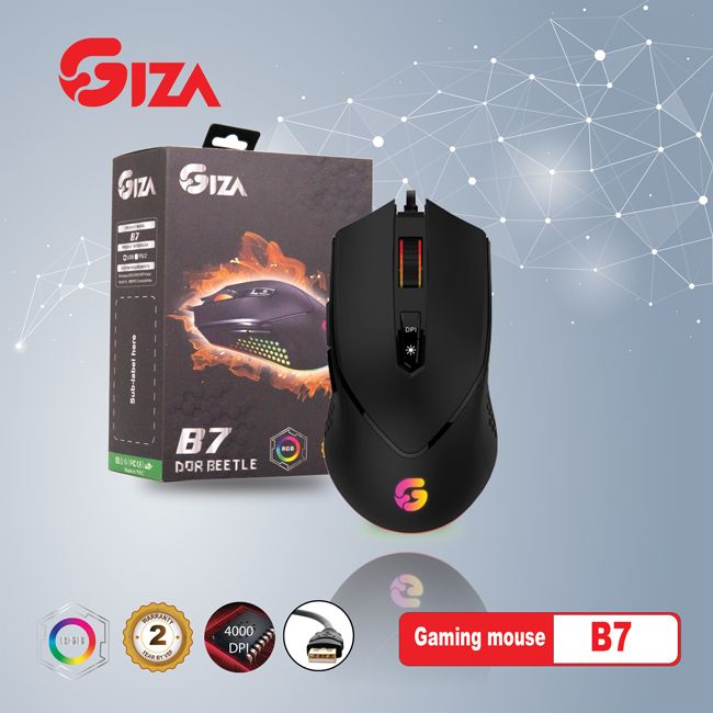 Chuột chuyên game GIZA B7 - cổng USB HN Led RGB Gaming 4000 DPI - HÀNG NHẬP KHẨU