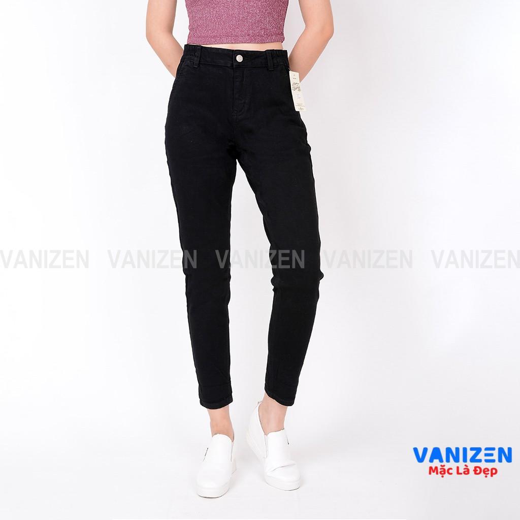 Quần jean nữ ống rộng baggy đẹp lưng cao cạp bán chun đen trắng trơn hàng cao cấp mã 458 VANIZEN