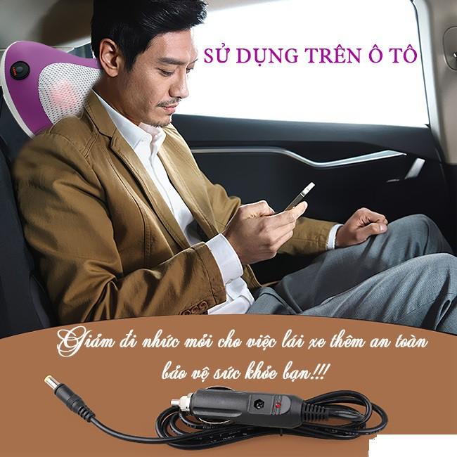 Gối mát xa hồng ngoại 8 bi cao cấp, massage toàn thân chống đau mỏi