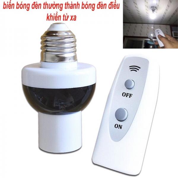 Đui Đèn Điều Khiển Từ Xa E27 kèm remote bật tắt