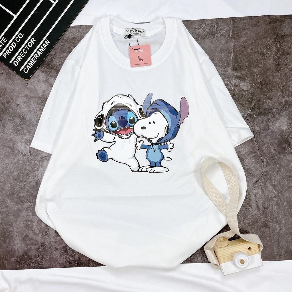 - Áo thun tay ngắn Be Yourself unisex size M L XL - Stitch và Snoopy