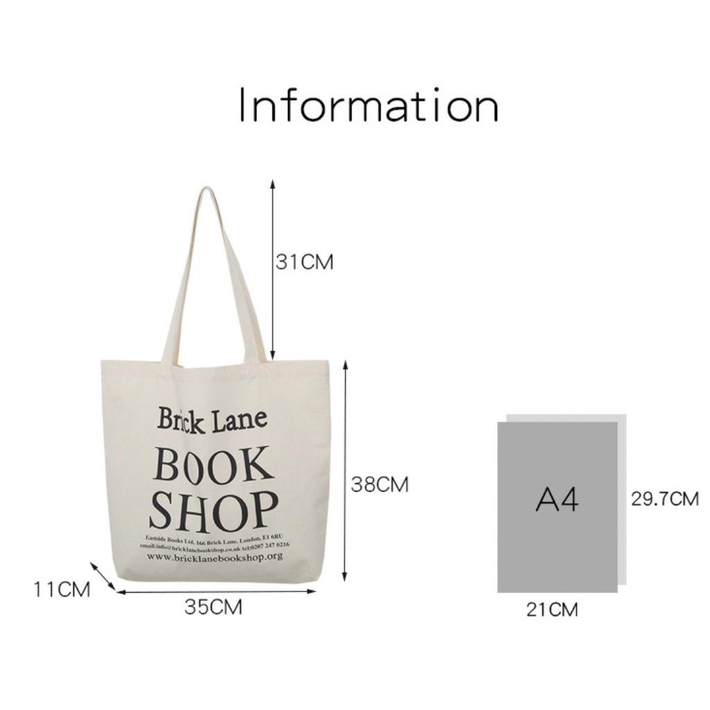 T255/ Túi Vải Tote Bookshop Kiểu Dáng Nhật Bản Xinh Xắn