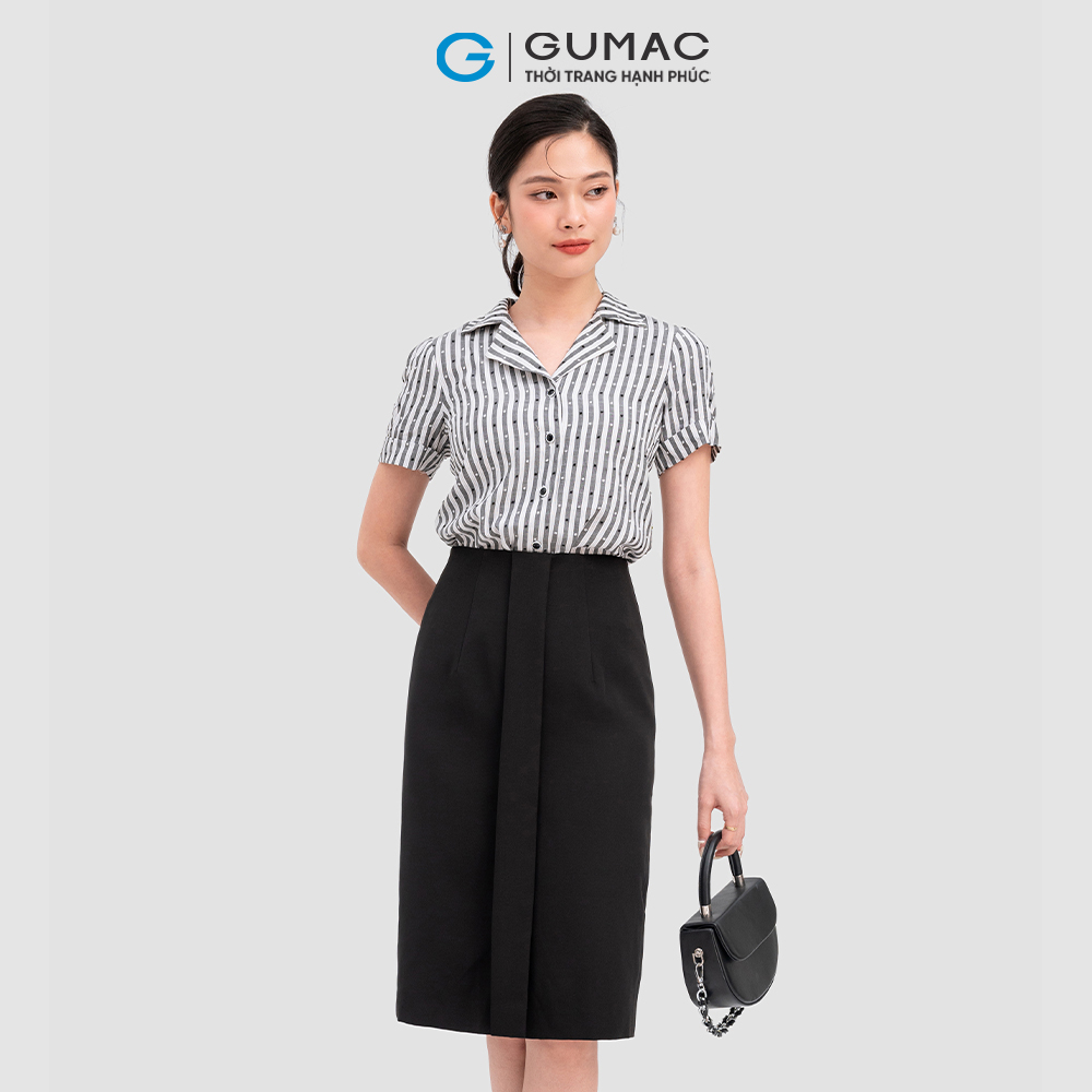 Áo sơ mi GUMAC AC11037 tay ngắn sọc đứng thanh lịch
