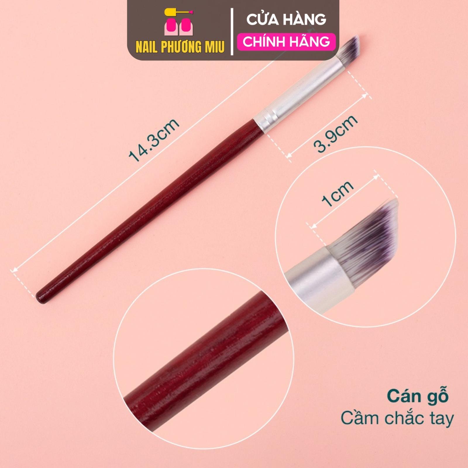Cọ Ombre Đầu Tròn Cán Gỗ Đỏ Đầu Xiên, Lông Mềm, Dề Cầm, Dễ Tán Màu, Cọ Dặm Omber Chuyên Dụng Làm Móng Nail Phương Miu Cosmetic Nữ Trang Điểm