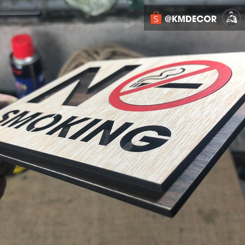 Bảng gỗ no smoking bằng gỗ có sẵn keo hai mặt dán tường