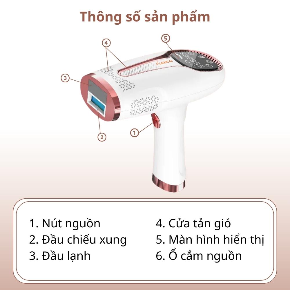 Máy triệt lông Lexical BHRL04 triệt lạnh lên đến 6 độ C ức chế lông mọc lại, công suất 36W - Hàng nhập khẩu