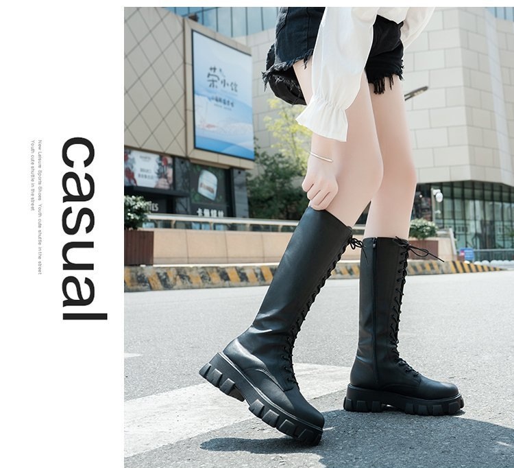 [HÀNG XỊN] Giày boot nữ cột dây dưới gối gót cao 5 phân chất lượng S073