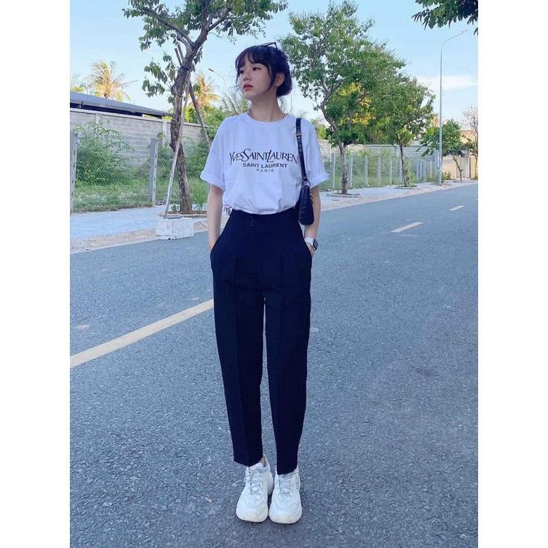 Quần Baggy Nữ 2 Khuy Lưng Cạp Cao Form Công Sở Loại Vải Cao Cấp Siêu Xinh Tôn Dáng Đi Học, Đi Làm Công Sở