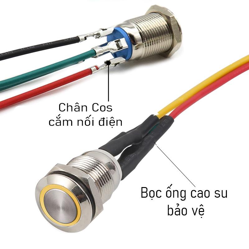 Nút nguồn nhấn nhả, Nút công tắc nhấn Tự phục hồi 12mm (3V-6V, 12V-24V, 110-220V)