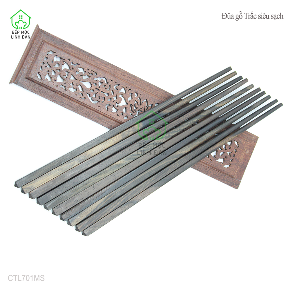 (5 Đôi) Đũa Gỗ Mun Sọc Tự Nhiên Để Mộc - Kháng Khuẩn Siêu Sạch [CTL701MS-5]