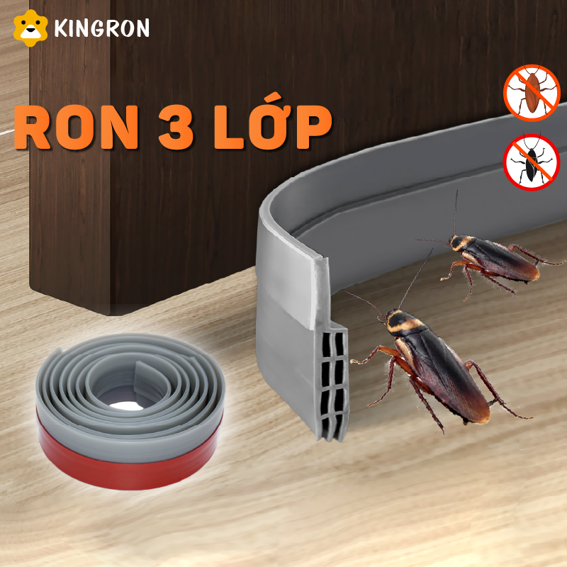 Ron chặn cửa 3 lớp dày 5mm - Thanh dán đáy cửa chống côn trùng khói bụi phù hợp mọi loại cửa ra vào R3L