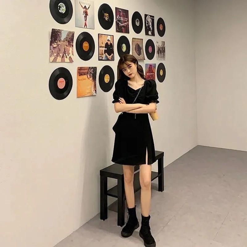 Đầm đen xẻ tà siêu che khuyết điểm