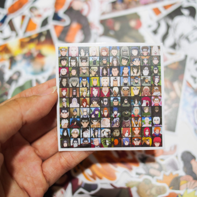 Set 100 sticker hình dán laptop mũ bảo hiểm xe máy xe hơi chủ đề Naruto