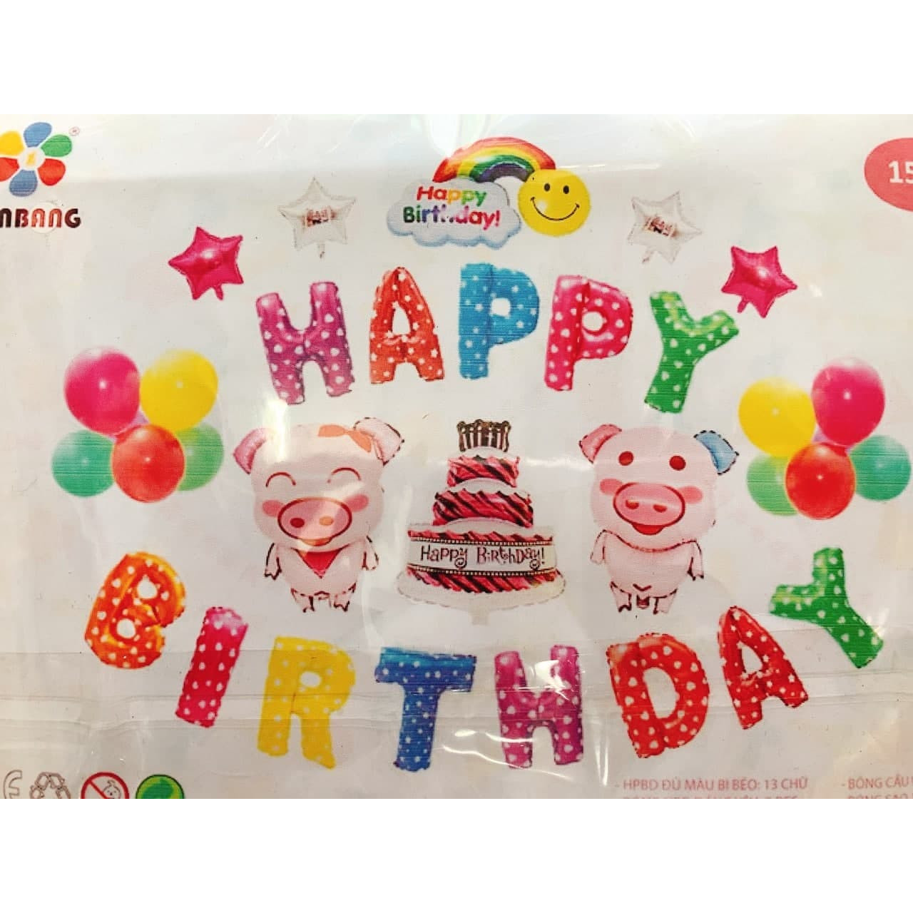 Set bóng kiếng happy birthday cho bé gái tuổi heo