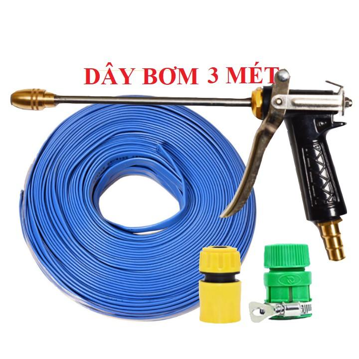 Bộ dây vòi xịt nước rửa xe,tưới cây .tăng áp 3 lần,loại 3m, 5m 206318 đầu đồng,cút,nối nhựa vàng+ tặng đai