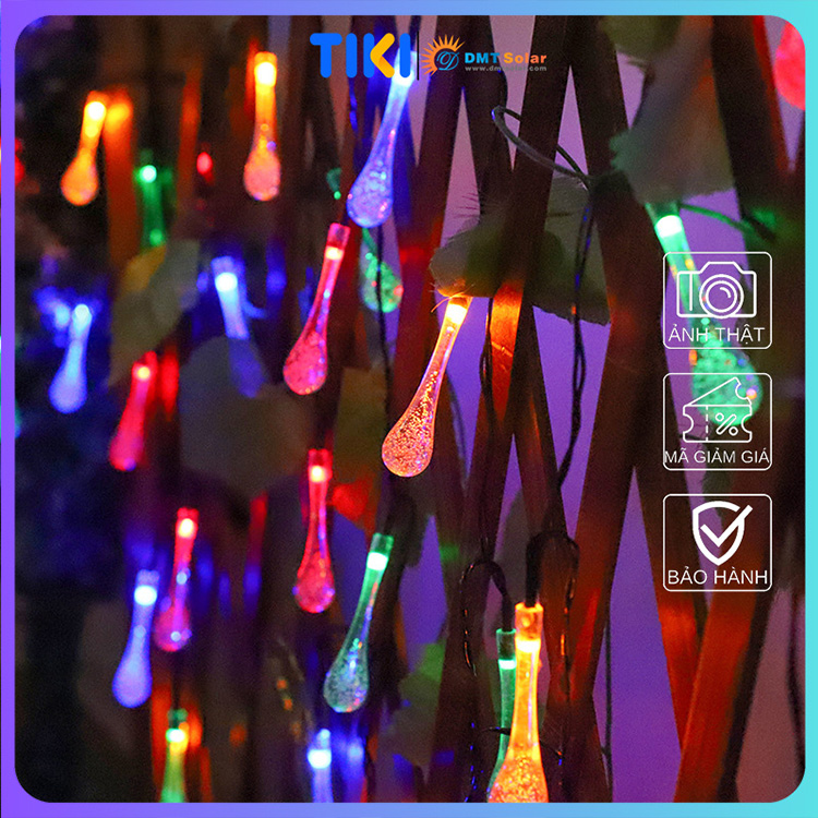 Đèn led dây pha lê giọt nước năng lượng mặt trời dài 10m LD05 ~ 100 bóng [Ánh sáng vàng/Nhiều màu