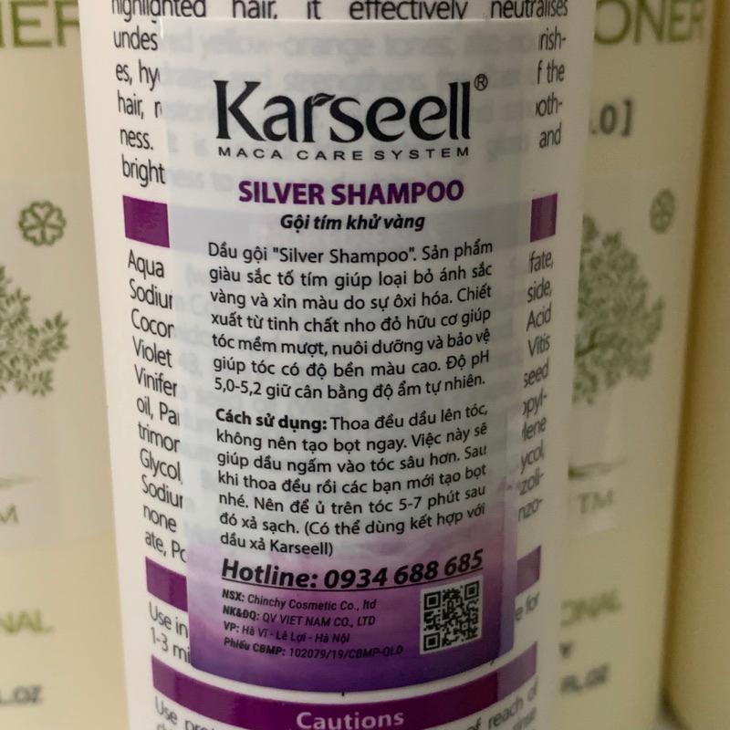 DẦU GỘI TÍM KARSEELL NO YELLOW SILVER SHAMPOO KHỬ ÁNH VÀNG CHO TÓC TRÂNG BẠCH KIM