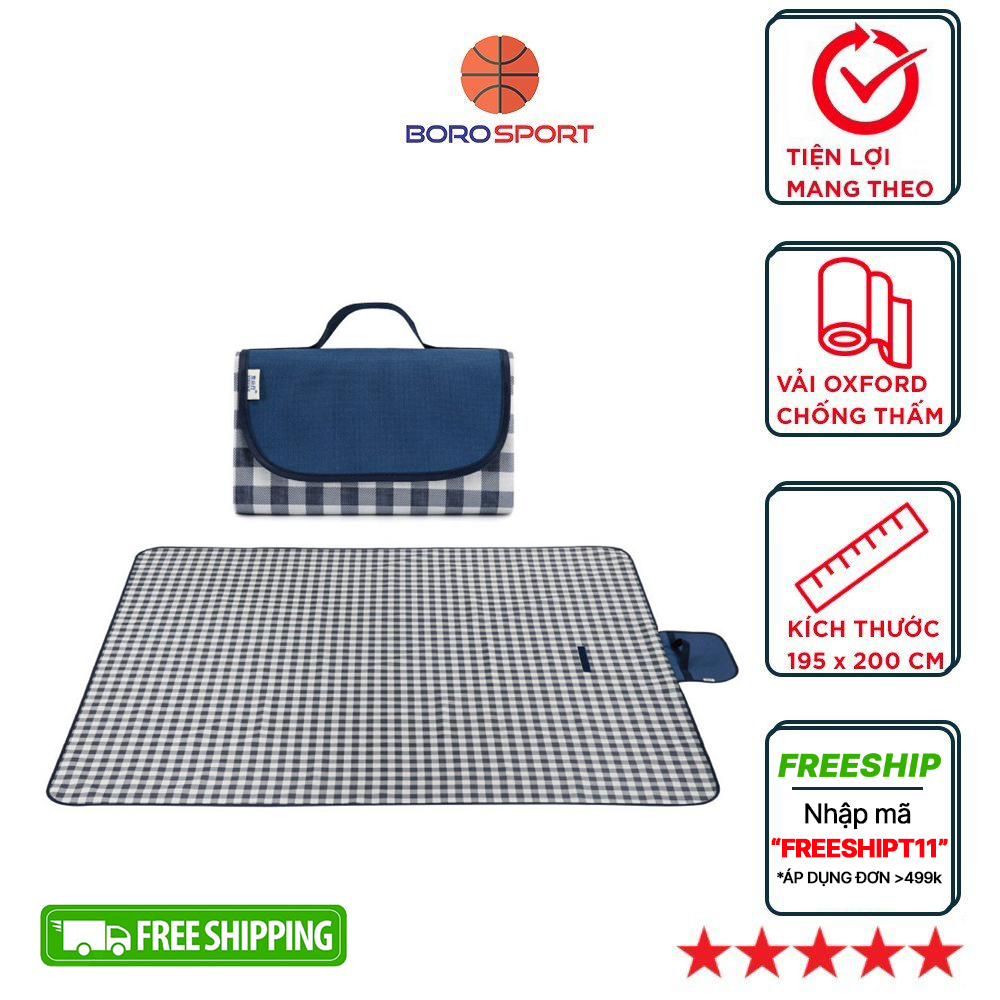 Thảm Trải Dã Ngoại Đi Picnic 200X200 Cm Trải Sàn Cleacco , Đi Pinic Thiết Kế Gấp Gọn Tiện Lợi Mang Đi Boro Sport - Hàng Chính Hãng - Caro Xanh Nhạt