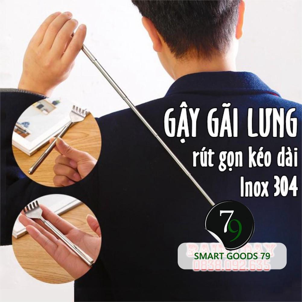 Gậy gãi ngứa lưng inox 304 rút gọn kéo dài nhỏ gọn tiện lợi