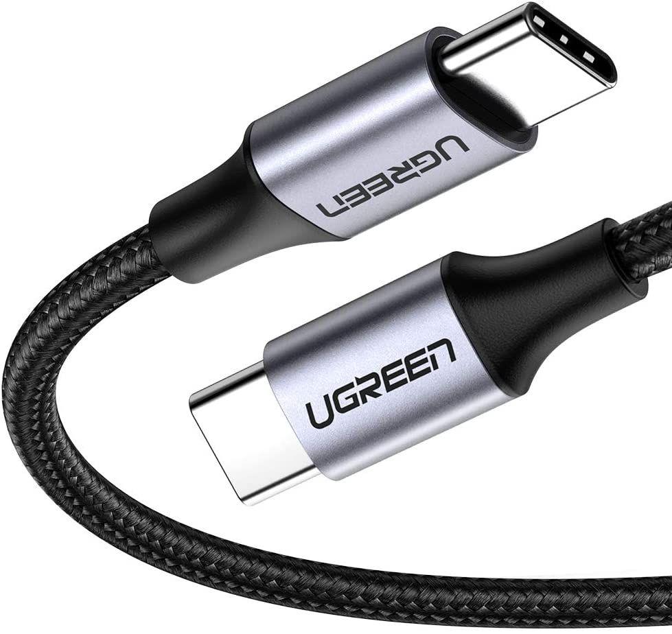 Ugreen UG50150US261TK 1M 60W hỗ trợ sạc nhanh PD cáp USB type C màu đen mạ nickel đầu bọc nhôm chống nhiễu - HÀNG CHÍNH HÃNG