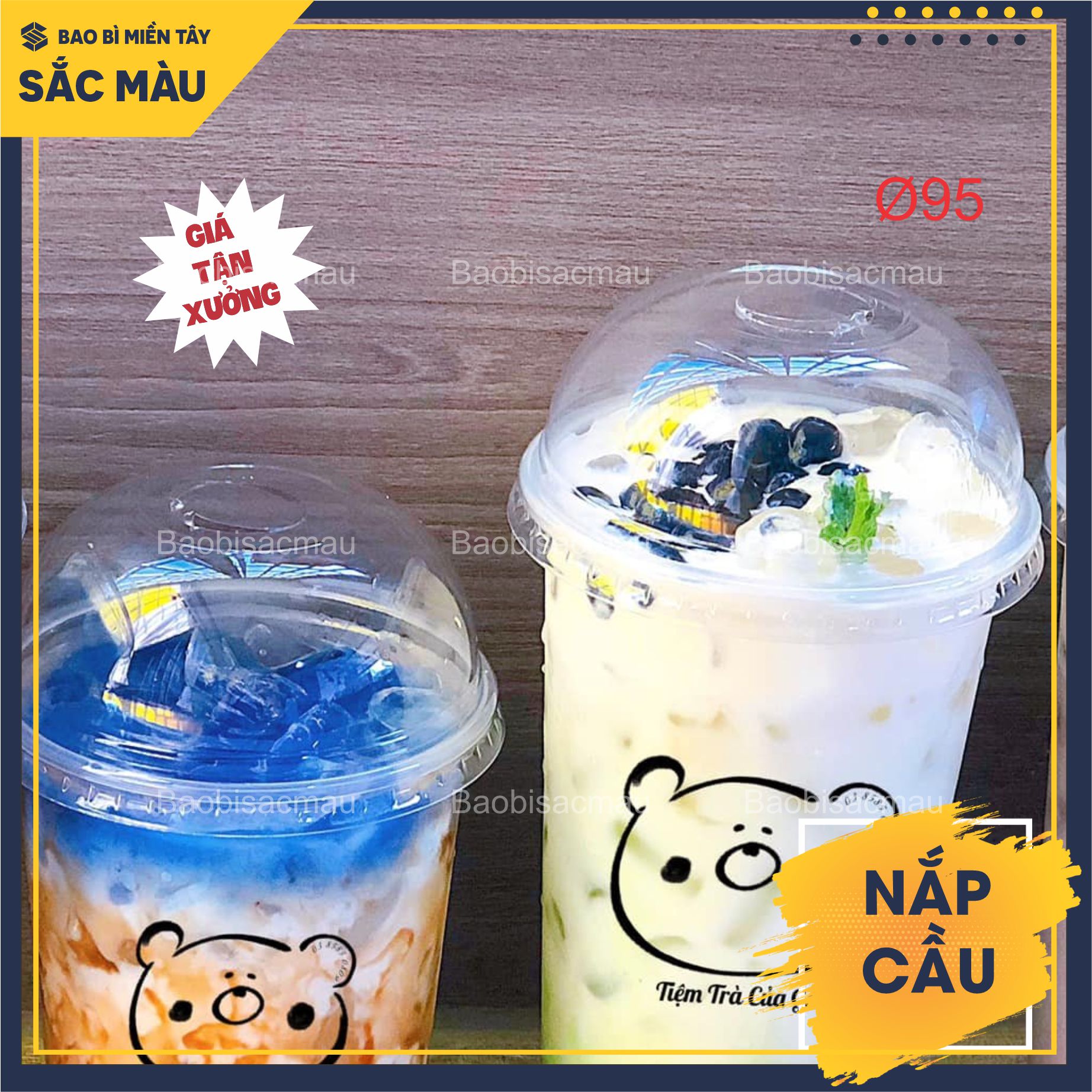 Sỉ 50 Nắp cầu PET 90 - 93 - 95 - 98, nắp ly trà sữa cà phê nước ép