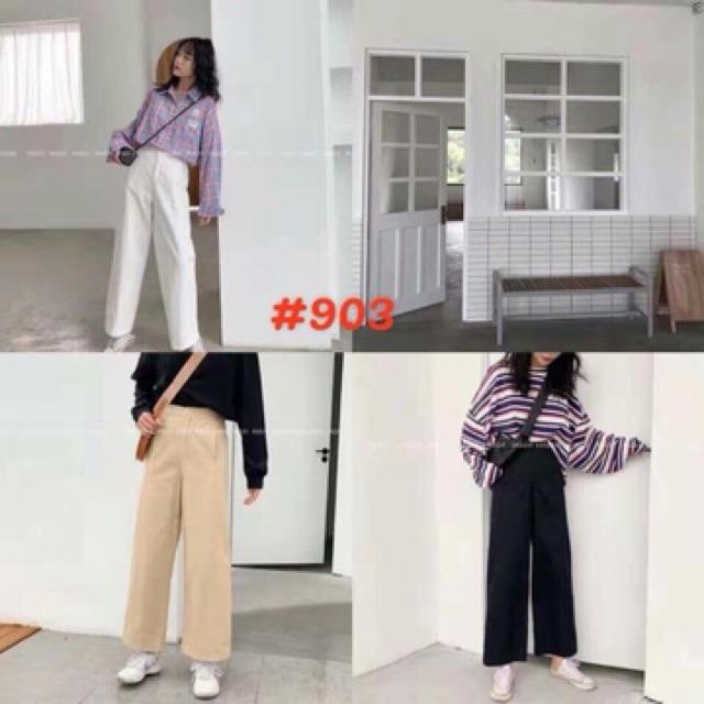 Quần ống rộng kaki mềm phong cách hàn quốc