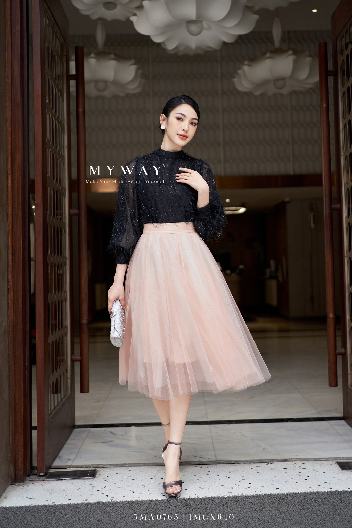 Áo Sơ Mi Nữ MY WAY Dài Tay Ren Lông Kim Tuyến Sang Trọng 5MA0765