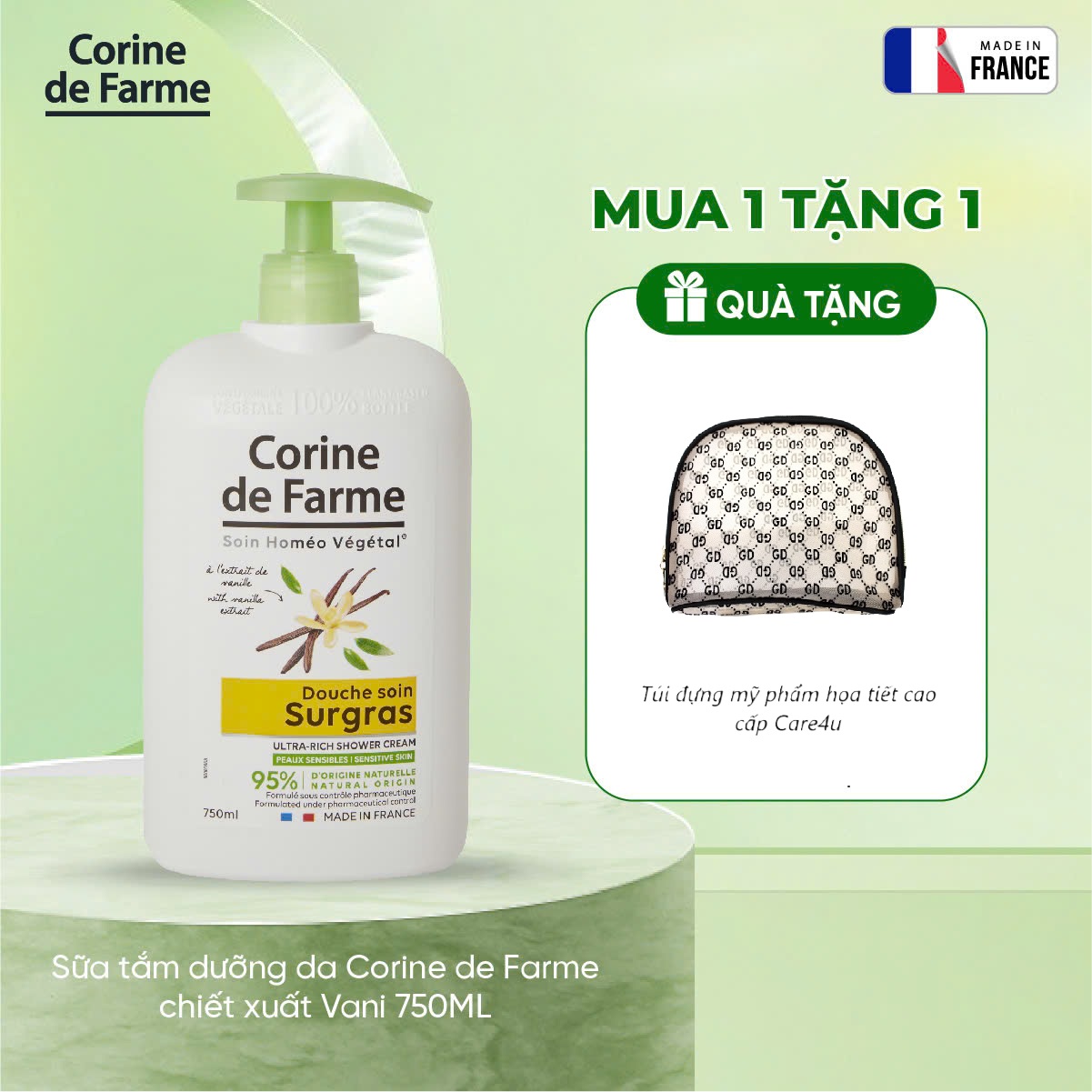 Sữa tắm dưỡng da Corine de Farme hương vani 750ML