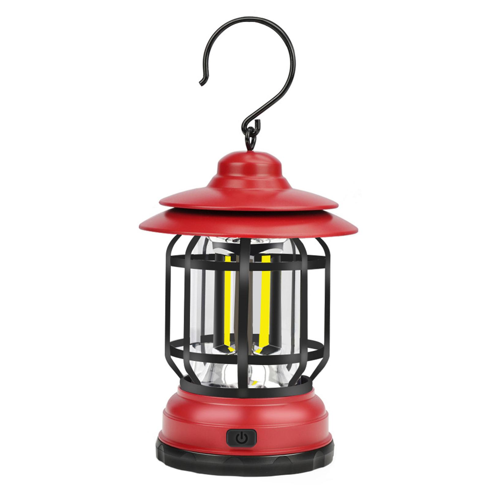 Garden Vintage Lantern Portable Hanging Tent LED Light with Two Modes Battery Powered 300LM Night Light for Yard Patio