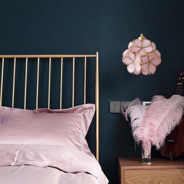 Đèn trang trí, đèn thả hoa chất liệu đồng thuần chất DT HQ