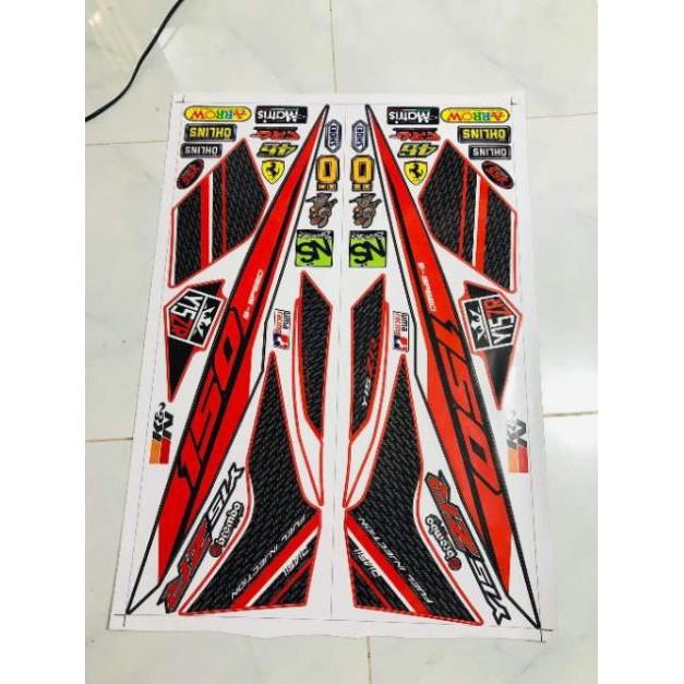 Tem xe ex 150 Y15ZR đỏ đen