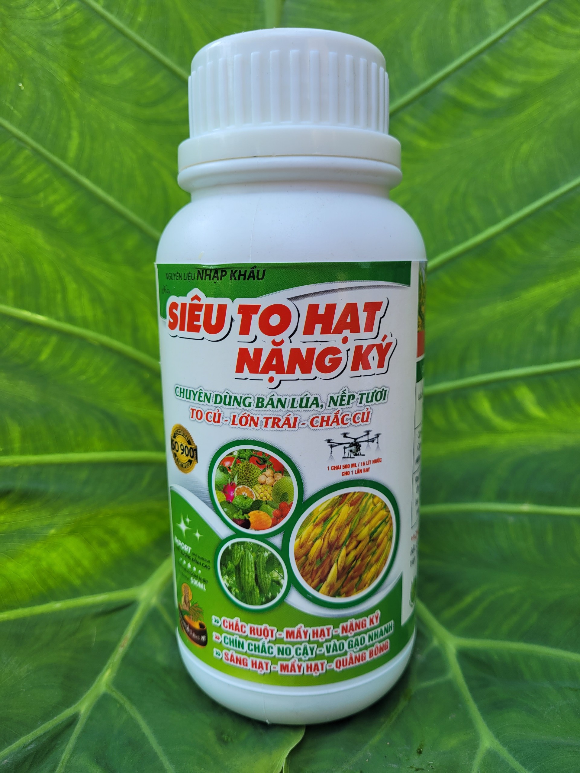 Phân bón lá SIÊU TO HẠT NẶNG KÝ giúp vô gạo nhanh, sáng hạt, chắc tới cậy chai 500ml