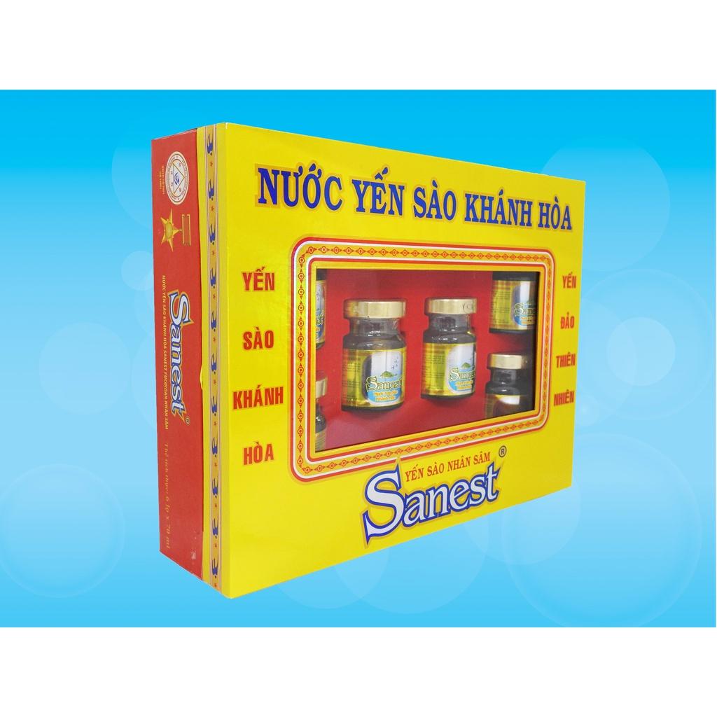 [Hộp 6 lọ] Nước Yến sào Khánh Hòa Sanest Fucoidan Nhân sâm đóng lọ 70ml - 700