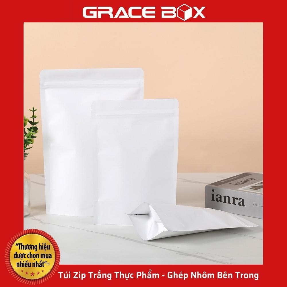 Túi Zip Trắng Thực Phẩm - Ghép Nhôm Bên Trong Bảo Vệ Thực Phẩm Chống Mốc - Siêu Thị Bao Bì Grace Box