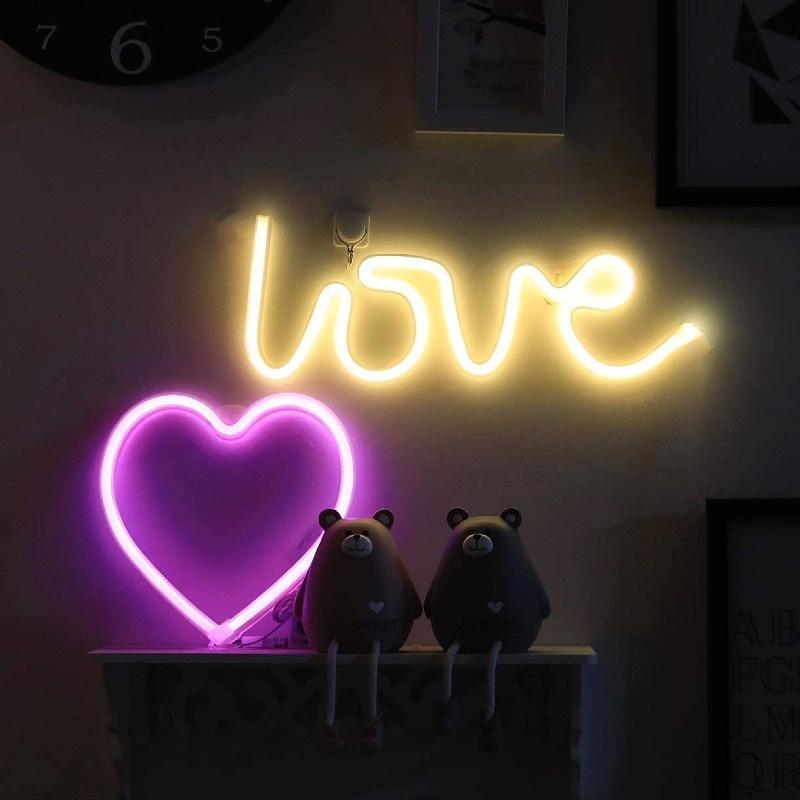 Đèn trang trí phòng ngủ NEON Trái tim- Decor trang trí - Đèn Led - Dạng chữ và nhiều hình dạng sinh động